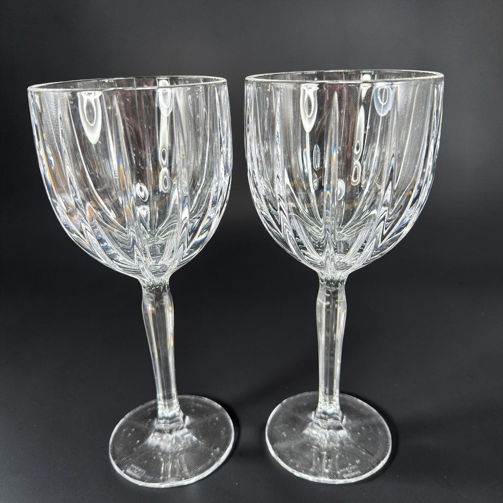 Marquis by Waterford Brookside Crystal Wine Goblets Set of 2 Clear Stemmed 8.5in
